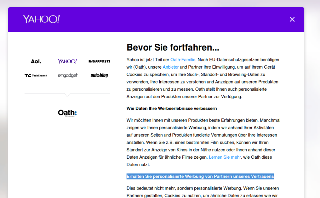 Yahoo and its 321 “trusted partners” to share your data with – Dreierlei